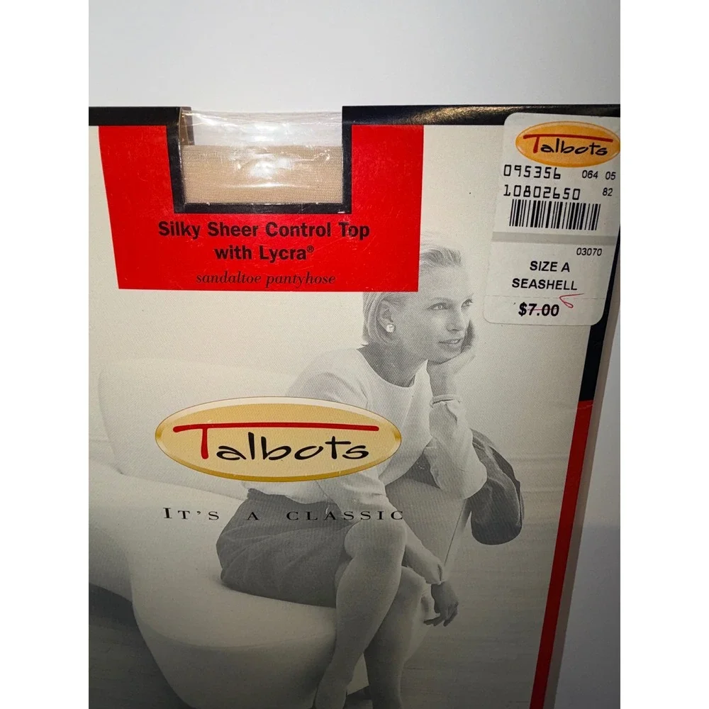Talbots Silky Sheer Control Top Pantyhose Sandaltoe Seashell Size A NIB Vintage